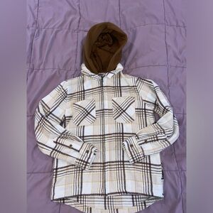 Boys 10/12 Plaid Flannel Zip up hooded shirt